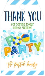 Back to School Pool Party Blue Favor Tag: Back to School Pool Party Blue