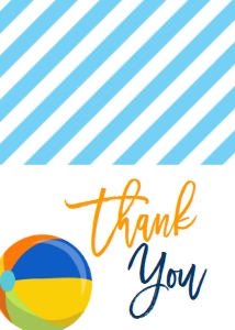 Back to School Pool Party Blue Thank You Card: Back to School Pool Party Blue