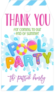 Back to School Pool Party Purple Favor Tag: Back to School Pool Party Purple