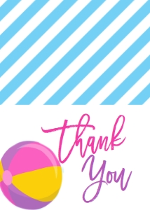 Back to School Pool Party Purple Thank You Card: Birthday School Pool Party Purple