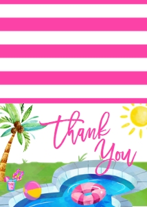 School End of Year Pool Party Invitation Thank You Card: School End of Year Pool Party Invitation