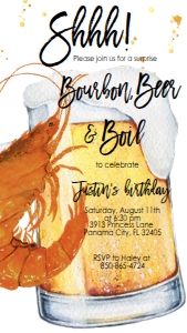 Shrimp Bourbon and Boil Surprise Text Invite: Shrimp Bourbon and Boil Surprise