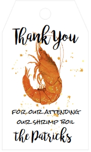 Shrimp boil Invite Favor Tag: Shrimp boil Invite