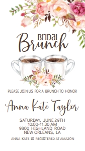 Bridal Shower Brunch Pink Floral Boho Text Invite: Bridal Shower Brunch Pink Floral Boho