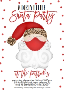 Christmas Party Dirty Santa Mask Invitation Leopard: Christmas Party Dirty Santa Mask Invitation Leopard