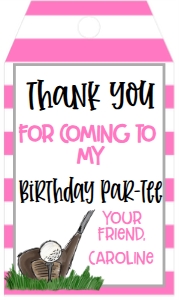 Birthday Golf Pink PT1 Favor Tag: Birthday Golf Pink PT1