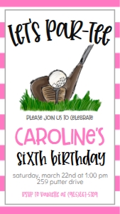 Birthday Golf Pink PT1 Text Invite: Birthday Golf Pink PT1
