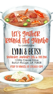 Gumbo Pot Gather Round Text Invite: Gumbo Pot Gather Round