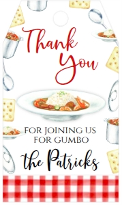 Gumbo Bowl Gather Round Favor Tag: Gumbo Bowl Gather Round