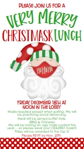 Christmas Santa Mask Lunch 7x5 Text Invite: Christmas Santa Mask Lunch 7x5