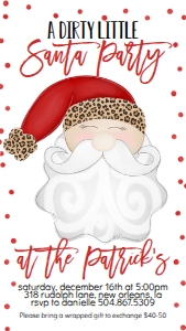 Christmas Party Dirty Santa Mask Text Invitation Leopard: Christmas Party Dirty Santa Mask Invitation Leopard