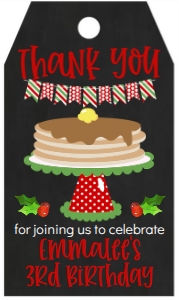 Birthday Christmas Pancakes and Pajamas Favor Tag: Birthday Christmas Pancakes and Pajamas Invitation
