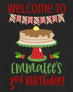 Birthday Christmas Pancakes and Pajamas Welcome Sign: Birthday Christmas Pancakes and Pajamas Invitation