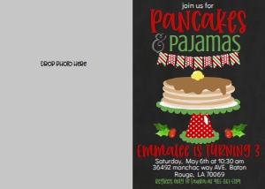 Birthday Christmas Pancakes and Pajamas Photo Invite: Birthday Christmas Pancakes and Pajamas Invitation