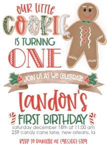 Birthday Christmas Cookie First Birthday Invitation new design preview
