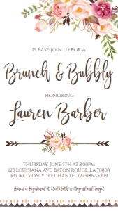 Bridal Brunch and Bubbly Boho floral Text Invite: Bridal Brunch and Bubbly Boho floral