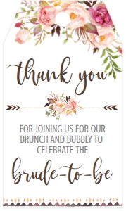 Bridal Brunch and Bubbly Boho floral Favor Tag: Bridal Brunch and Bubbly Boho floral