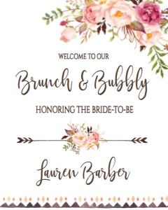 Bridal Brunch and Bubbly Boho floral Welcome Sign 8x10: Bridal Brunch and Bubbly Boho floral