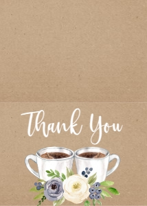Bridal Shower Coffee Love is Brewing blue Thank You Card: Bridal Shower Coffee Love is Brewing blue