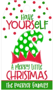 Christmas Elf Hat Merry Little Christmas Favor Tag: Christmas Elf Hat Merry Little Christmas Favor Tag