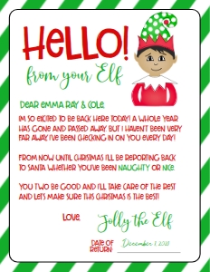 Christmas Elf Welcome letter spdart green: Christmas Elf Welcome letter spdart green