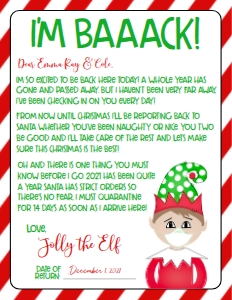 Christmas Elf Welcome Letter Elf Quarantine RBM1BS: Christmas Elf Welcome Letter Elf Quarantine RBM1