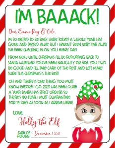 Elf Note Cards with Sayings Quarantine Girl Red design preview
