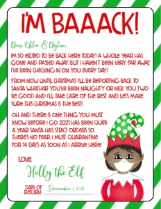 Christmas Elf Welcome Letter Elf Quarantine Girl Green: Christmas Elf Welcome Letter Elf Quarantine Girl Green GGM1
