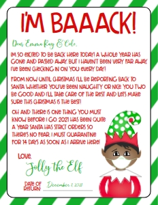 Christmas Elf Welcome Letter Elf Quarantine Green: Christmas Elf Stationery Quarantine Green