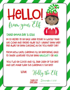 Christmas Elf Welcome letter spdart green girl: Christmas Elf Welcome letter spdart green girl