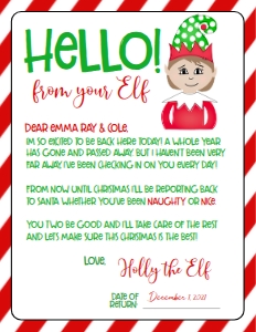 Christmas Elf Welcome letter spdart red girl: Christmas Elf Welcome letter spdart red girl