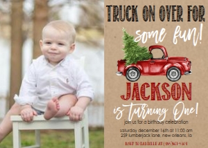 Birthday Christmas Kraft Photo Invitation: Birthday Christmas Kraft Invitation