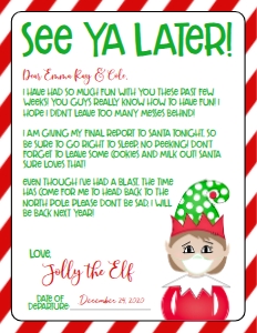Christmas Elf Goodbye Elf Quarantine Red Girl RGM1: Christmas Elf Welcome Letter Elf Quarantine Girl RGM1