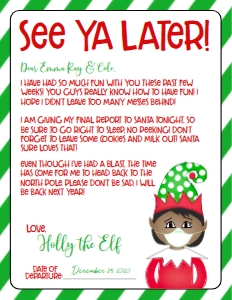 Christmas Elf Goodbye Elf Quarantine GGM1: Christmas Elf Welcome Letter Elf Quarantine Girl Green GGM1