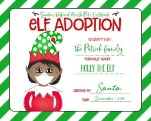 Christmas Elf Quarantine Adoption Certificate GGM1: Christmas Elf Welcome Letter Elf Quarantine Girl Green GGM1