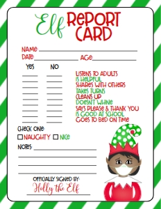 Christmas Elf Quarantine Report Card GGM1: Christmas Elf Welcome Letter Elf Quarantine Girl Green GGM1