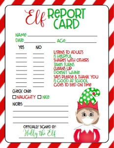 Christmas Elf Quarantine Report Card RGM1: Christmas Elf Welcome Letter Elf Quarantine Girl RGM1