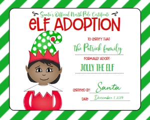 Christmas Elf Adoption Certificate Girl Green: Christmas Elf Welcome Letter Elf Girl Green
