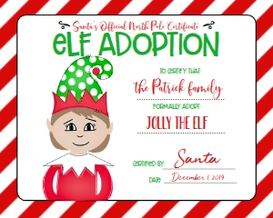 Christmas Elf Adoption Certificate Girl Red: Christmas Elf Welcome Letter Elf Girl