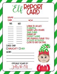 Christmas Elf Report Card Green Girl: Christmas Elf Welcome Letter Elf Girl Green