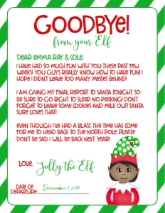 Christmas Elf Goodbye Letter Elf Green Girl: Christmas Elf Welcome letter spdart green girl