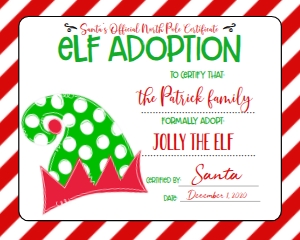 Christmas Elf Quarantine Adoption Certificate Hat: Christmas Elf Welcome Letter hat