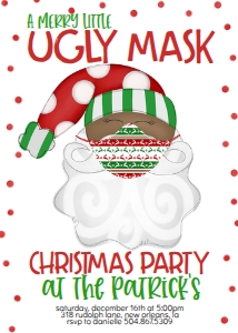 Christmas Party Santa Ugly Mask Invitation Green AA design preview