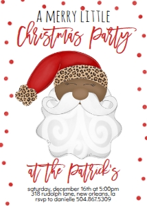 Christmas Party Santa Invitation Leopard AA: Christmas Party Santa Invitation Leopard AA