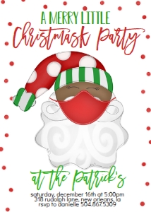 Christmas Party Santa Mask Invitation Green AA: Christmas Party Santa Mask Invitation Green AA