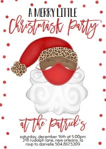 Christmas Party Santa Mask Invitation Leopard AA: Christmas Party Santa Mask Invitation Leopard AA