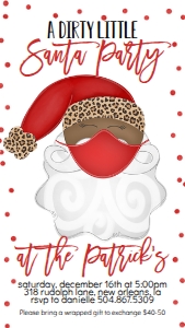 Christmas Party Dirty Santa Mask Text Invitation Leopard AA: Christmas Party Dirty Santa Mask Invitation Leopard AA