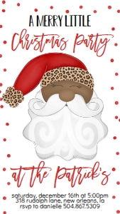 Christmas Party Santa Invitation Leopard Text Invite AA: Christmas Party Santa Invitation Leopard AA