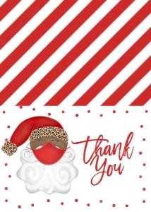 Christmas Party Santa Mask Leopard Thank You AA: Christmas Party Santa Mask Invitation Leopard AA