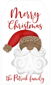 Favor Tag Family Christmas Santa Leopard AA: Christmas Party Santa Invitation Leopard AA